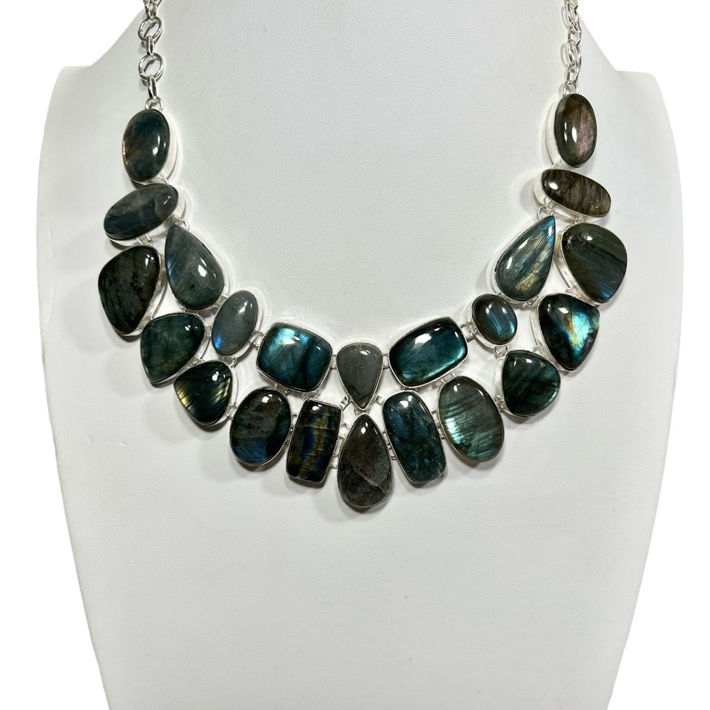 Labradorite 925 Large Gemstone Necklace
